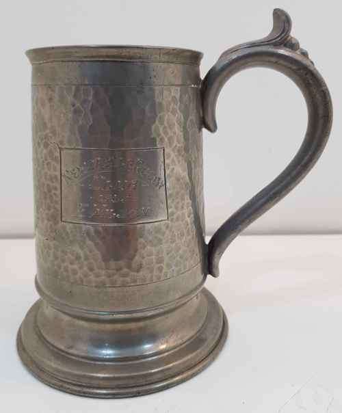 Glass Bottomed With Dice! Seranco Pewter Tankard "Newcastle Rugby Club, 1958" - 18cm/11,5cm
