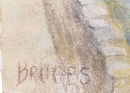 Sweet Watercolour Pasted On Board - "Bruges" By AF Wilkinson - 18,5cm/28,5cm