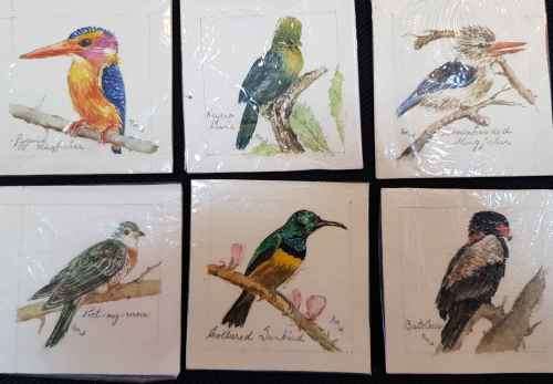 20X Original Watercolour Bird Paintings Signed DMW - Each 7,3cm/7,3cm