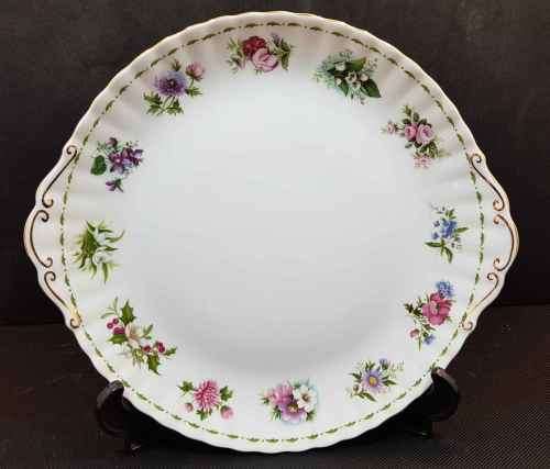 Immaculate Eared Royal Albert Flower Of The Month Cake Plate