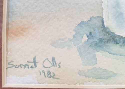 Beautiful Original Framed Behind Glass Watercolour By Sonnett Olls - Total Size: 27cm/21,5cm