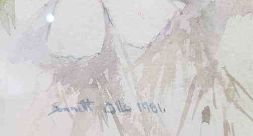 Beautiful Original Framed Behind Glass Watercolour By Sonnett Olls - Total Size: 37cm/29cm
