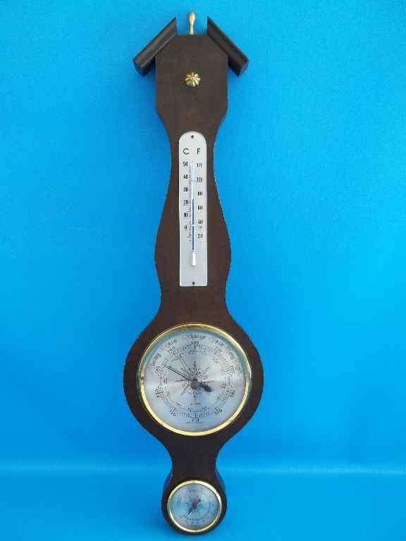 Attractive Wooden "Made In Germany" Barometer - Length 49,5cm