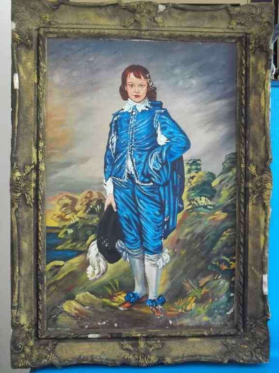 This Large Painting Has Many Damaged Areas, But Still Has A Wonderful Old Frame & Significant Charm!
