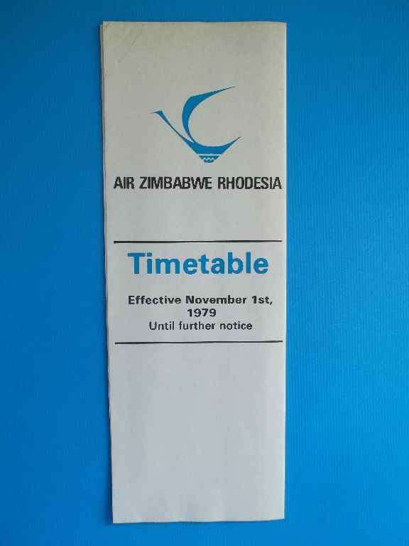 An Old "Air Zimbabwe/Rhodesia" Timetable - 1st November 1979