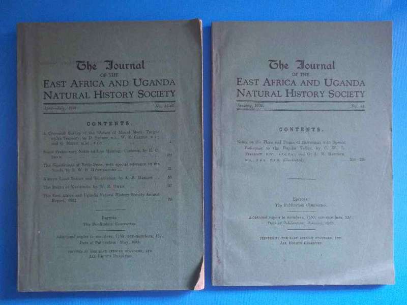 Journal Of The East Africa & Uganda Natural History Society No 45-46 & No 44 -1932