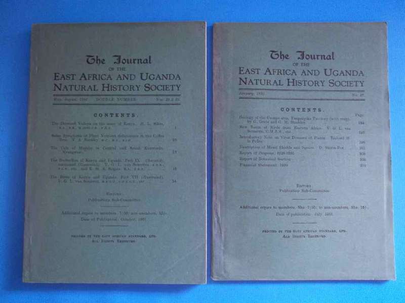 Journal Of The East Africa & Uganda Natural History Society Double Number No 38&39 & No 37 -1930