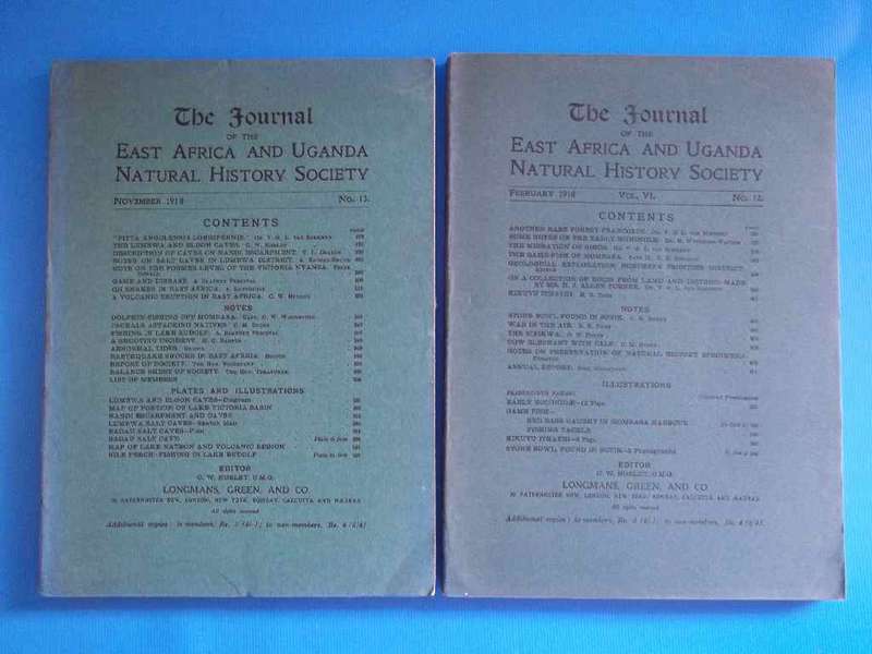 Journal Of The East Africa & Uganda Natural History Society - Nov 1918 (No 13) & Feb 1918 (No 12)