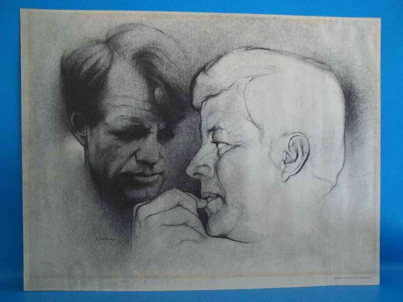 Kennedy Print By RJ Speciale, 1968 Studio Six Art Gallery, Unframed - 35cm/46cm