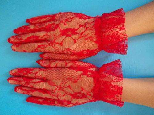 Short Red Lace Glove - Size M