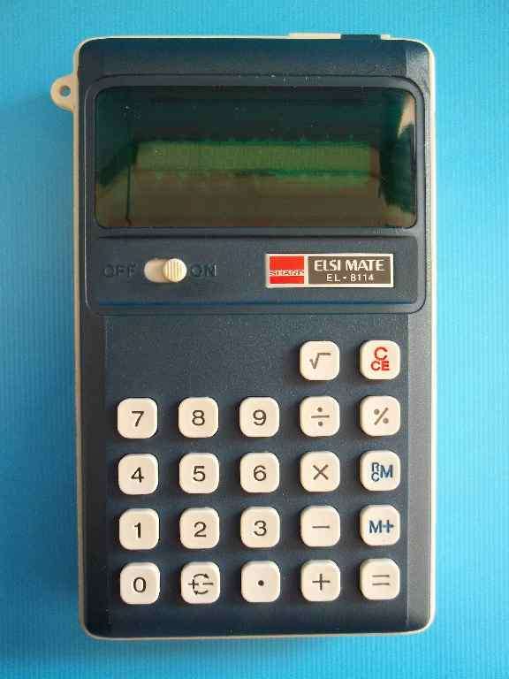 Vintage Sharp EL-8114 Electronic Calculator Working With Green LCD & Adaptor Socket & Cover