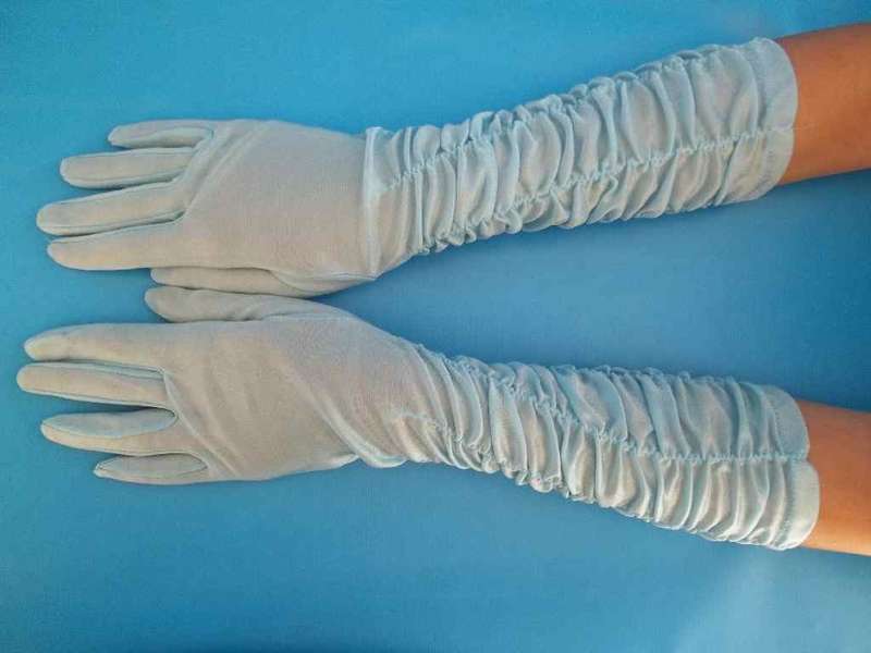 Light Blue Evening Gloves With Sheen - Size 7 - Length 38cm