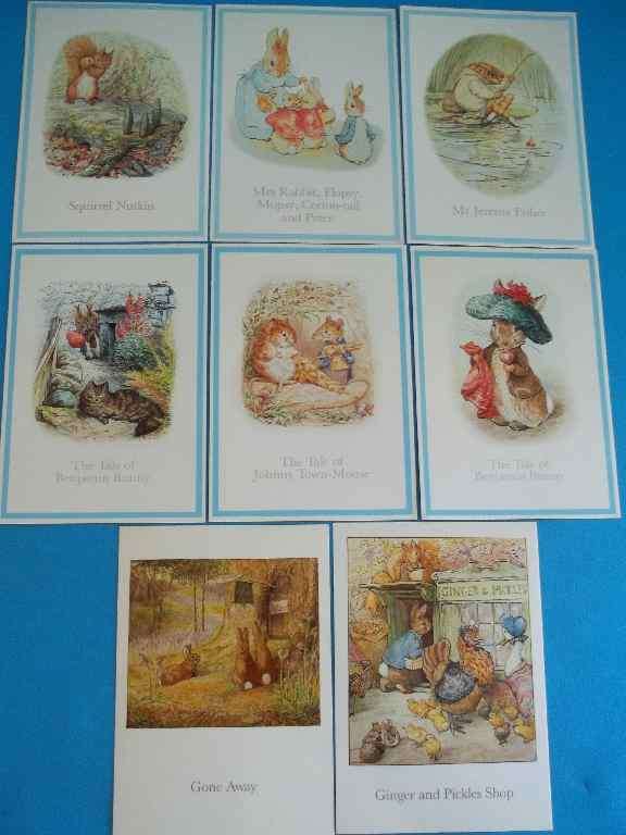 8 X Beatrix Potter Peter Rabbit Postcards (1988)
