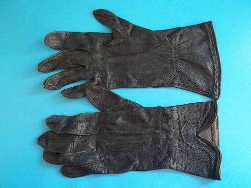 Vintage Black Leather Ladies Gloves - Size S