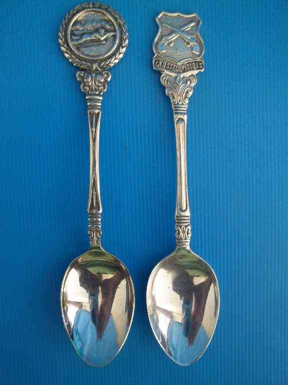 2 X EPNS Gun Motif Teaspoons