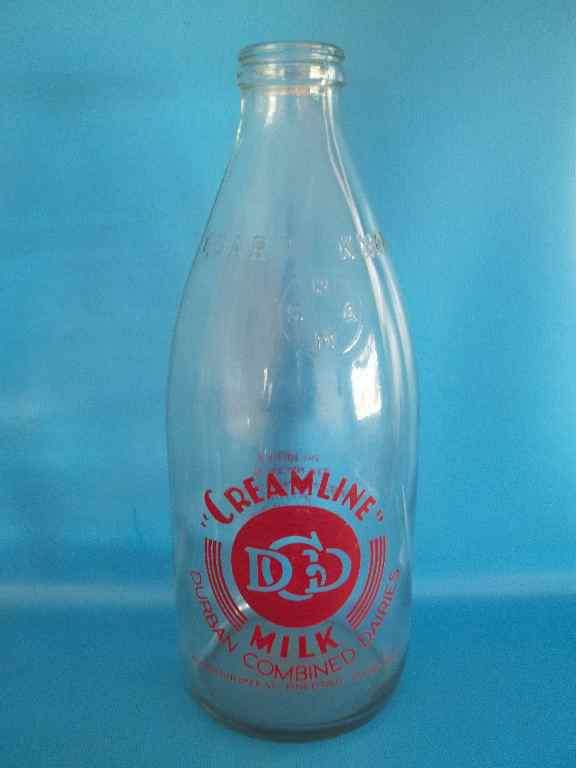 Vintage Quart Creamline Milk Bottle, Durban