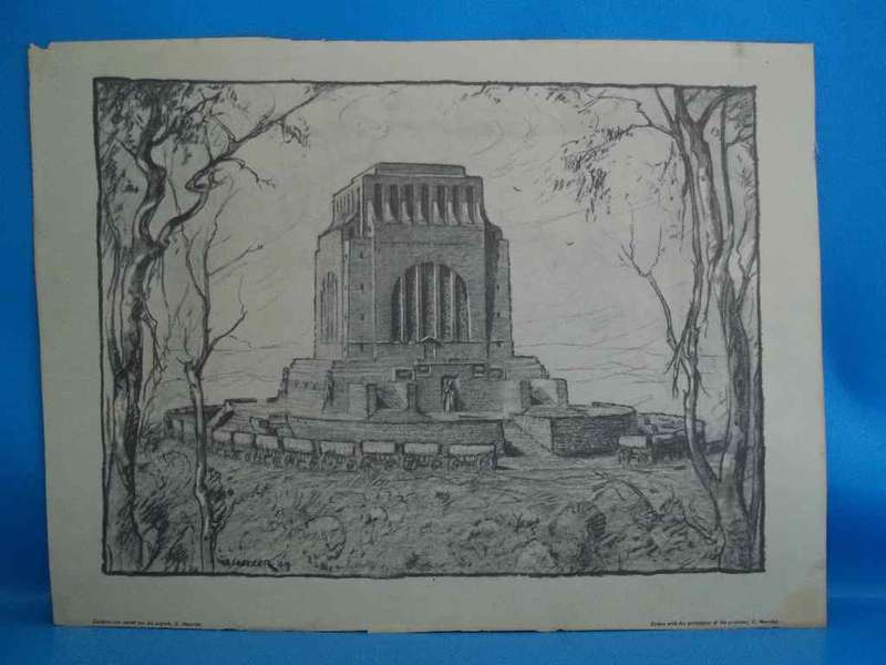 Vintage Paper Print Of The Voortrekker Monument (W H Coetzer) - 40cm/30cm