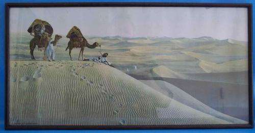 Attractive "Les Grandes Dunes" Print Framed Behind Glass - 60cm/31cm