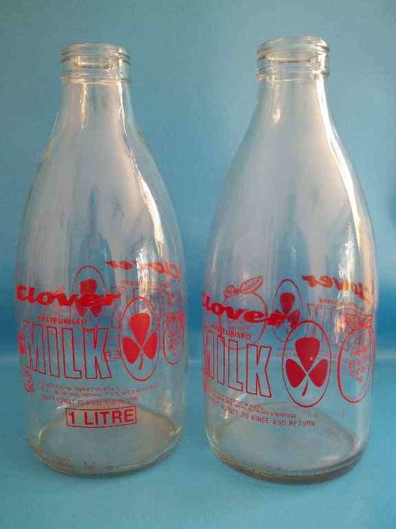 2 X Clover Milk Bottles