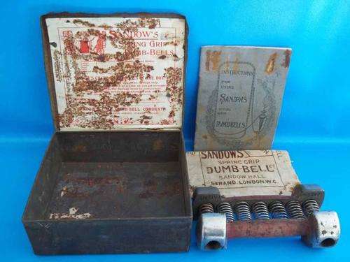 Sandows Spring Grip Dumb Bell In Original Tin Box + Instructions BUT Only One