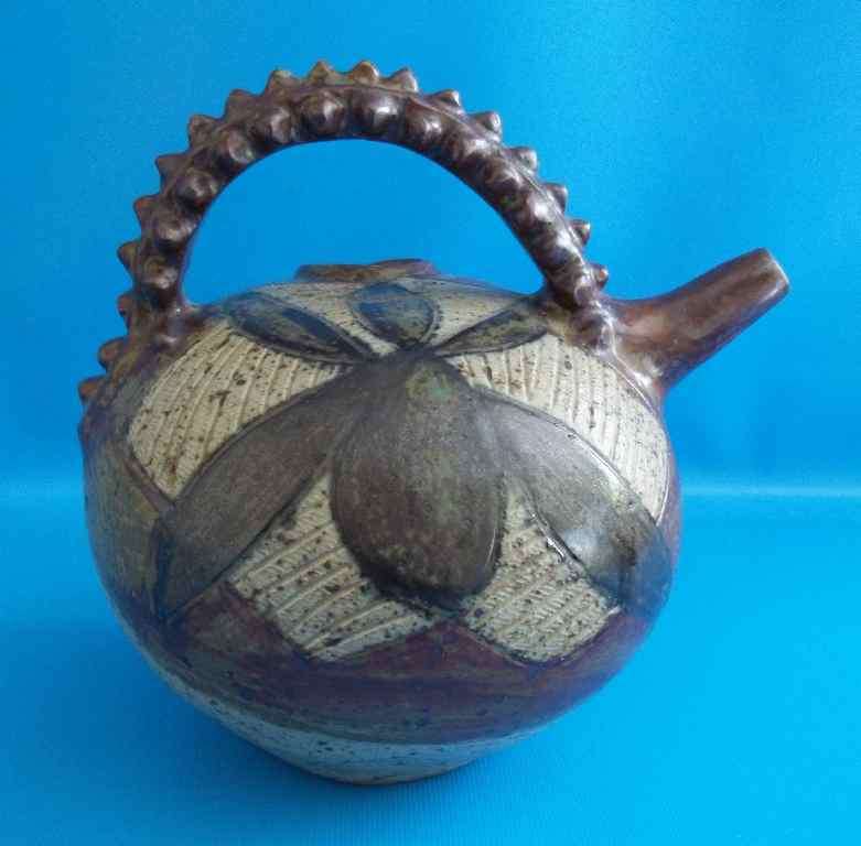 Rorkes Drift Elizabeth Mbatha Pottery Kettle - Height 18cm