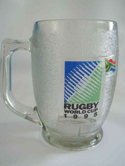 Glass Rugby World Cup 1995 Beer Mug - Height 14cm