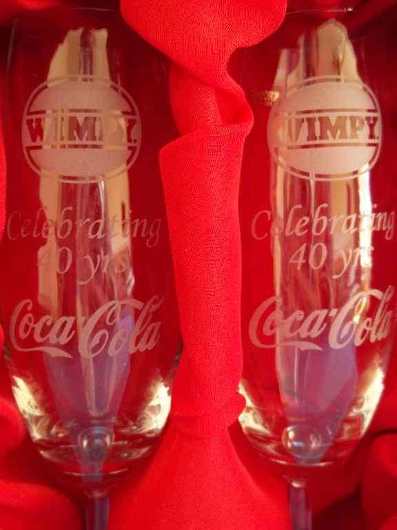 Congratulations Wimpy/Coca-Cola Celebrating 40 Yrs In Partnership Champagne Glass Box Set