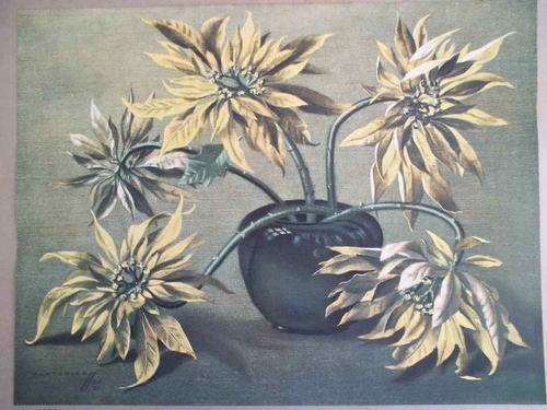Unframed Tretchikoff Print - Poinsettia - 22,5cm/29cm (Colours Still Vibrant, Good Condition)