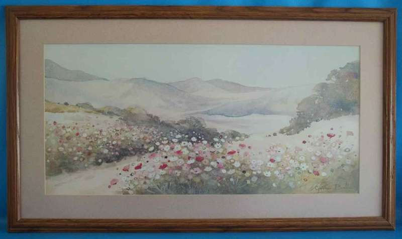 Lovely Original Cynthia Ball Watercolour Framed Behind Glass - Frame Size 72cm/42cm