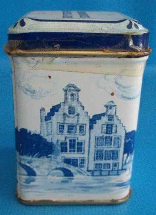 Small Vintage Roombotter Babbelaars Blue & White Tin - 6,5cm/4cm/4cm