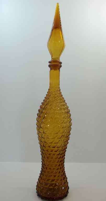 Striking Tall Amber c1970's Decorative Bottle - Height 58cm
