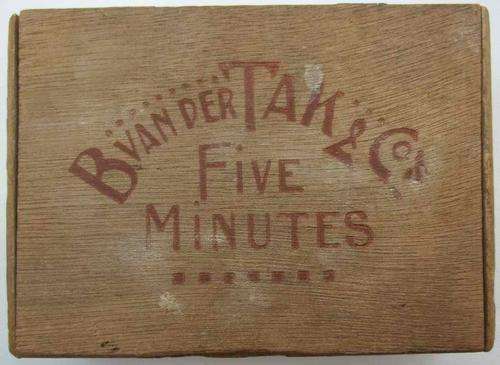 B Van Der Tak & Co "Five Minutes" Wood Cigar Box - 14cm/10cm/4cm