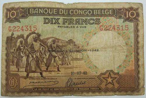 Banque Du Congo Belge Dix Francs G224315