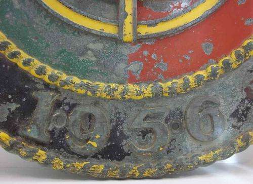 Solid Brass C.F.M. 1956 Train Plaque (Front) From Mozambique With Portuguese Emblem - Diameter 49cm