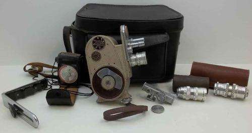 Beautiful Old GB Bell & Howell Double Run Eight 605 Movie Camera + Many Accessories!