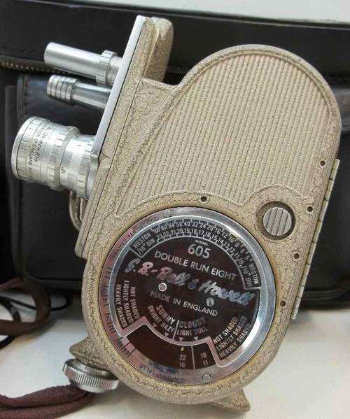 Beautiful Old GB Bell & Howell Double Run Eight 605 Movie Camera + Many Accessories!