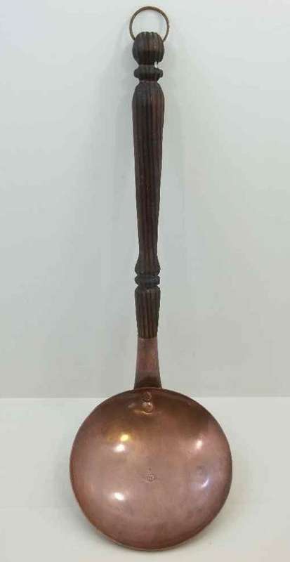 Lovely Large Decorative De Klerk Copper Ladle With Wooden Handle - Length 39cm