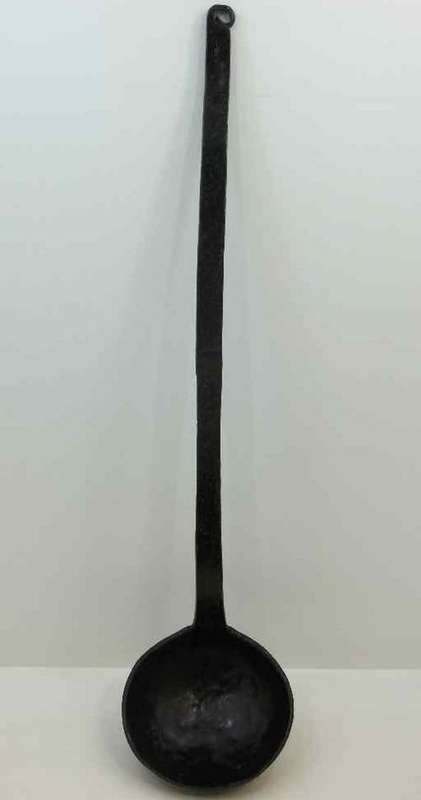 Very Old Long Cast Iron Ladle - Length 52cm