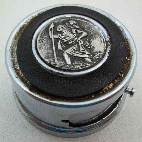 Unusual Vintage St Christopher Magnetic Dashboard Ashtray - 5,3cm/2,8cm