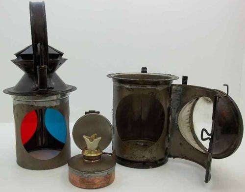 Vintage 3 Piece South African Railways Lamp - Height 35cm