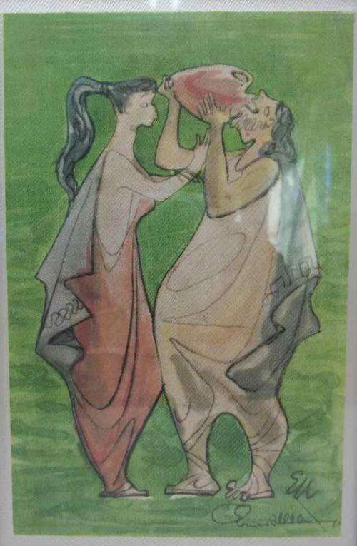Fantastic Ernest Ullman Watercolour On Silk Framed Behind Glass - Painting Size 12,5cm/19cm