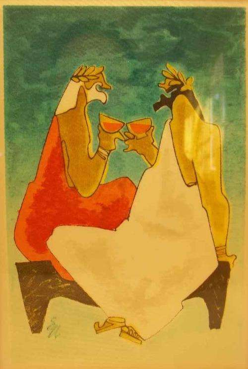 Fantastic Ernest Ullman Watercolour On Silk Framed Behind Glass - Painting Size 12,5cm/19cm