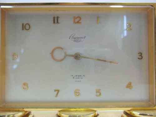 Art Deco Polished Brass Rosemont Geneve 17 Jewels Swiss Made Clock ~ NOT WORKING