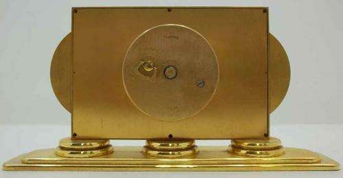 Art Deco Polished Brass Rosemont Geneve 17 Jewels Swiss Made Clock ~ NOT WORKING