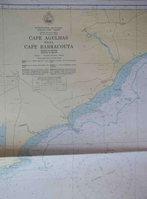 Cape Agulhas To Cape Barracouta Nautical Map - 100cm/69cm