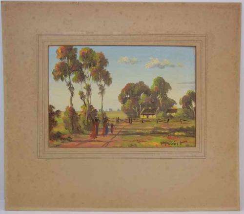 Stunning Little F Wort Oil On Board :Blue Gum Trees At Rosetta, Natal - 24,5cm/17cm