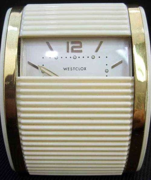 Stunning! Westclox Travalarm Spring Driven Alarm Clock Luminous Ivory No. 451 PLUS Box - 9cm/7cm/4cm