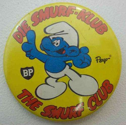 Vintage BP The Smurf Club/Die Smurf-Klub Badge - Diameter 5,5cm