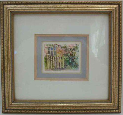 Framed Behind Glass Miniature Watercolour By SA Artist Margie Bowker - Painting Size 6,5ccm/5cm