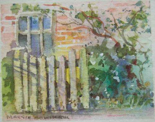 Framed Behind Glass Miniature Watercolour By SA Artist Margie Bowker - Painting Size 6,5ccm/5cm
